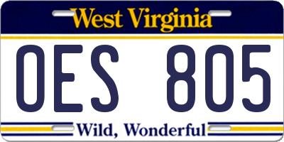 WV license plate OES805
