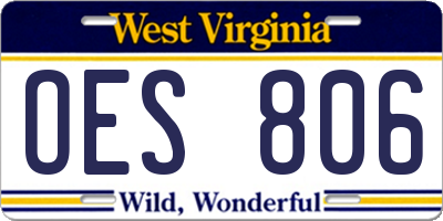 WV license plate OES806