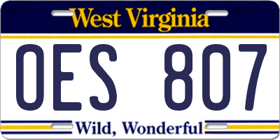 WV license plate OES807