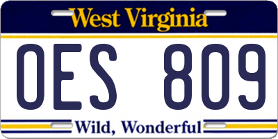 WV license plate OES809