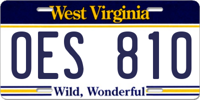 WV license plate OES810