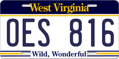 WV license plate OES816