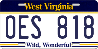 WV license plate OES818