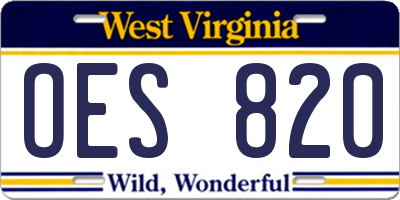 WV license plate OES820