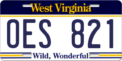 WV license plate OES821