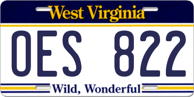 WV license plate OES822
