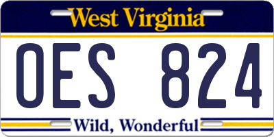 WV license plate OES824
