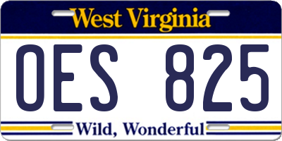 WV license plate OES825