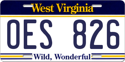 WV license plate OES826