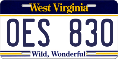 WV license plate OES830