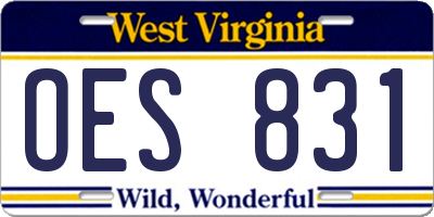 WV license plate OES831