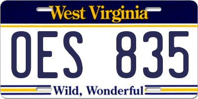 WV license plate OES835