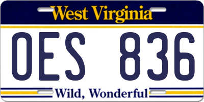 WV license plate OES836