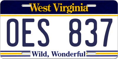 WV license plate OES837