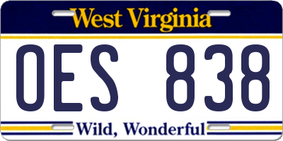 WV license plate OES838