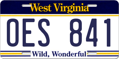 WV license plate OES841