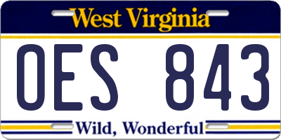 WV license plate OES843