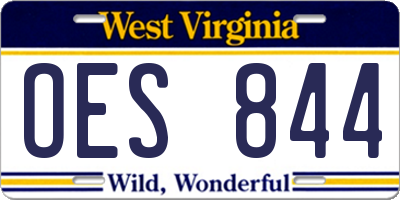 WV license plate OES844
