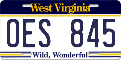 WV license plate OES845
