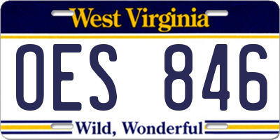 WV license plate OES846