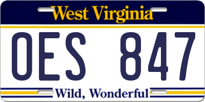 WV license plate OES847