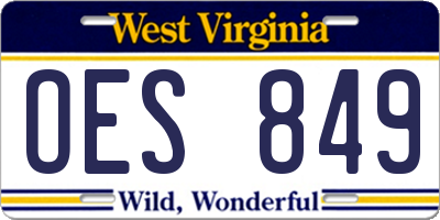 WV license plate OES849