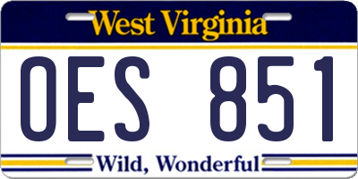 WV license plate OES851