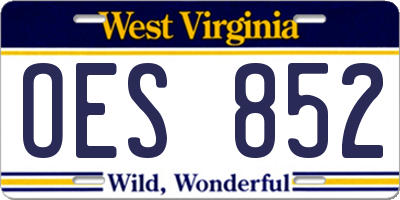WV license plate OES852
