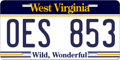 WV license plate OES853