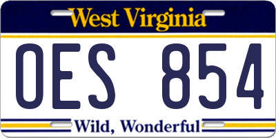 WV license plate OES854