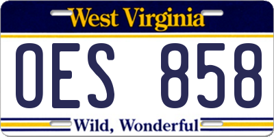 WV license plate OES858