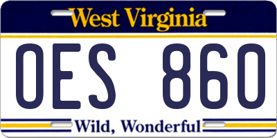 WV license plate OES860