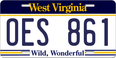 WV license plate OES861