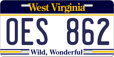 WV license plate OES862
