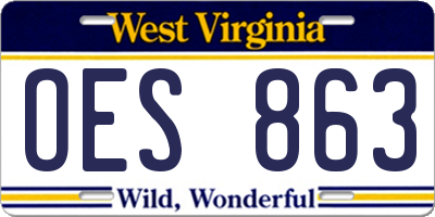 WV license plate OES863
