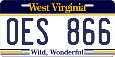 WV license plate OES866