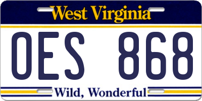 WV license plate OES868