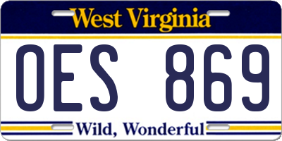 WV license plate OES869