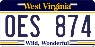 WV license plate OES874