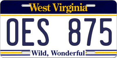 WV license plate OES875