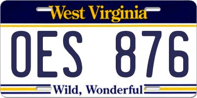 WV license plate OES876