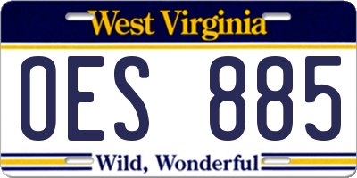 WV license plate OES885
