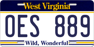 WV license plate OES889