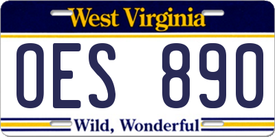 WV license plate OES890