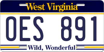 WV license plate OES891