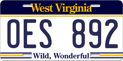 WV license plate OES892