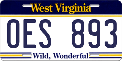 WV license plate OES893