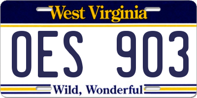 WV license plate OES903