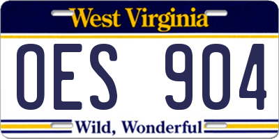 WV license plate OES904
