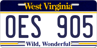 WV license plate OES905